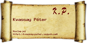 Kvassay Péter névjegykártya