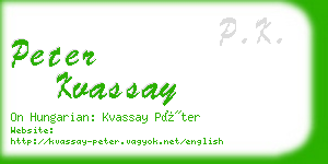 peter kvassay business card